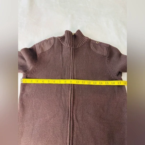 Lauren Ralph Lauren Women Knit Full Zip Long Sleeve Sweater In Brown Size Medium - Picture 5 of 8